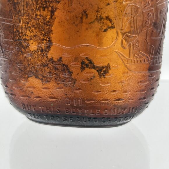 Vintage Amber Brown Bottle Embossed John Paul Jones 1 Pint Whiskey Flask 7.5” - Picture 10 of 16